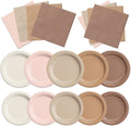 CMUSKO Boho Baby Shower Decorations-150Pcs Gradient Brown Plates and Napkins Kit Serves 50,Neutral Boho Party Supplies for Bridal Shower,Wedding, Birthday