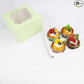 20 PCS 6.5 x 6.5 x 4 inch Paper, Cupcake Boxes with Inserts and Window Hold 4 Cupcakes, Bakery Boxes For Cupcakes Carrier, Cupcake Containers (Cyan-4 Holes)