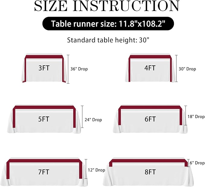 10 Pack Wine Red Satin Table Runner 12x108 Inches Long, Bright Silky Smooth Satin Table Runner Table Decor for Wedding Banquet Christmas Prom Event Birthday Party