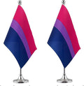 ZXvZYT 2 Pack Pride Rainbow Bisexual flag Bi table flag,Small Mini LGBT Desk Flags With Stand Base,American Rainbow Mardi Gras Party Decorations Supplies