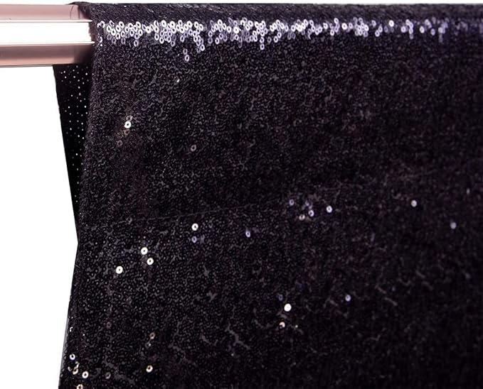 Poise3EHome 20Ft x 10Ft Black Sequin Backdrop, Glitter Thick Satin Sequin Background Drapes, Sequence Xmas Thanksgiving Backdrop for Wedding Party Holiday Festival Decor