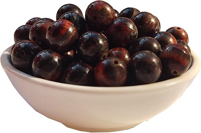 Stone Beads 10mm 60pcs Red Tiger Eye Beads Round Loose Gemstones Beads for Bracelet Necklace Jewelry Making (10mm, 61015 Red Tiger Eye)
