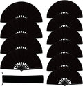 13inch Large Rave Fan Popping Clacking Fans for Line Dancing,Hand Fans for Women Foldable,Boots on The Ground Fan,Portable for Outdoor,Wedding,Party,Decoration (10pcs Black)