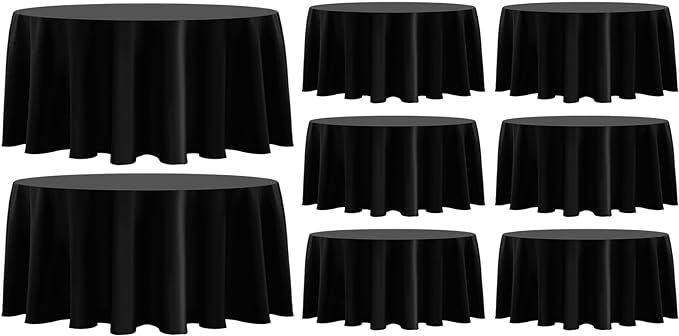 Round Tablecloth 8 Pack 90 Inch Black Tablecloths Washable Decorative Linen Polyester Table Clothes Cover for Dining Table Banquets Buffet Parties and Wedding
