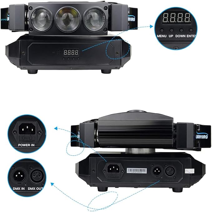 BETOPPER Moving Head Stage Lights,9x10W RGBW 4-in-1 LED Party DJ Lighting,19/51-CH 3 Header DJ Light Sound Activated/DMX 512 Disco Light for Bar,Disco,Dance Halls,Clubs,Mobile DJ,Gigs etc.