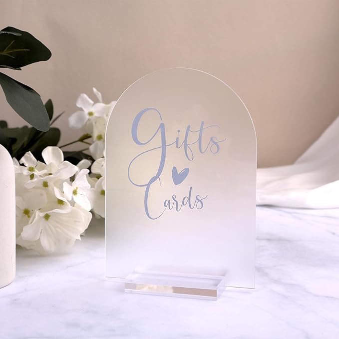 UNIQOOO 20 Pcs Acrylic 5x7 Frosted Arch Table Sign for Wedding, 1/8 In Thick, DIY Blank Arch Sign Sheet Perfect for Decoration, Party,Anniversary, Event, Base NOT Included