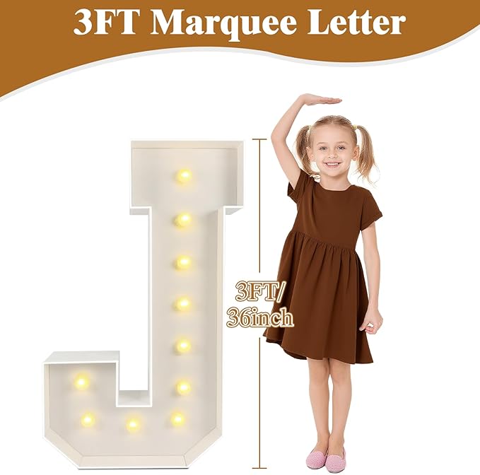 Marquee Light Up Letters: 3FT Large Decorative Signs for Party Decorations Baby Shower Birthday Wedding Engagement Anniversary, 3 Feet Tall Pre-Cut DIY Foamboard Letter G - Easy to Assemble