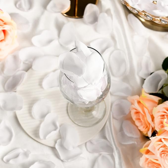 Artificial White Rose Petals 300pcs Silk Rose Petals Fake Flower Petals for Wedding Flower Girl Basket Valentines Day Anniversary Proposal Ceremony Romantic Night Party Decoration (White)