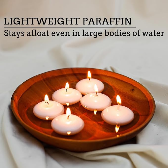 Unscented Floating Candles Set of 72, 2 Inch White Dripless Wax for Centerpieces at Wedding Pool Party Holiday