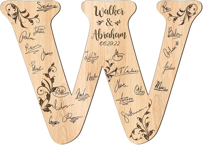 Personalized Wedding Guest Book Sign Custom Letter Name Date Rustic Wedding Guest Book Alternative Unique Guest Book for Wedding Anniversary Decor (Style 2)