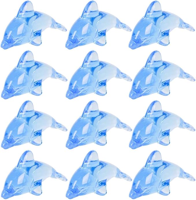 ArtCreativity Acrylic Dolphin Cake & Cupcake Toppers, Set of 24, Mini 2 Inch Dolphin Figurines, Decorations for Sea, Nautical, Mermaid, & Baby Shower Parties, Fun Party Favors, Goodie Bag Fillers