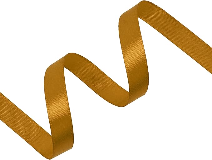 Gold Satin Ribbon 3/8 inch X Continuous 50 Yards, Single Face Polyester Ribbon Perfect for Gift Wrapping, Flower Bouquet, Wedding Decor, Crafts, Bow Making, Sewing and More