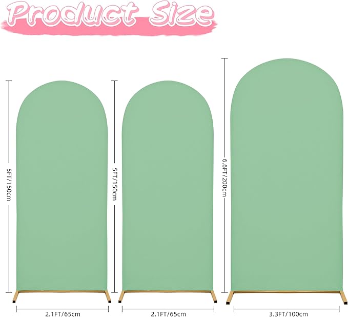 6.6FT Wedding Arch Covers Arch Backdrop Cover Arch Stand Covers Set Arch Cover Spandex Fabric Stretchy Backdrop for Wedding Birthday Party Decoration Baby Shower (Mint Green)