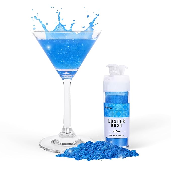 Blue Edible Glitter for Cake Decorating, 5g Luster Dust Edible, Edible Glitter for Cocktails, Cake, Strawberries, Chocolate, Ice Cream, Cookies, Cupcakes, and Waffles(0.18oz, Blue)