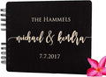Wooden Wedding Guest Book Custom Made in USA (11"x8.5", Black Stain) Wood Rustic Vintage Personalized 50th Anniversary Bridal Shower Guestbook