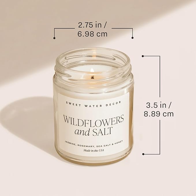 Sweet Water Decor Fall Candle - Calming Candles for Home Scented Soy Wax - Hand Poured Apple, Orange & Cinnamon Scented Candle Decor - Clear Jar Candle 40 Hours Long Lasting Burn for Relaxation - 9oz