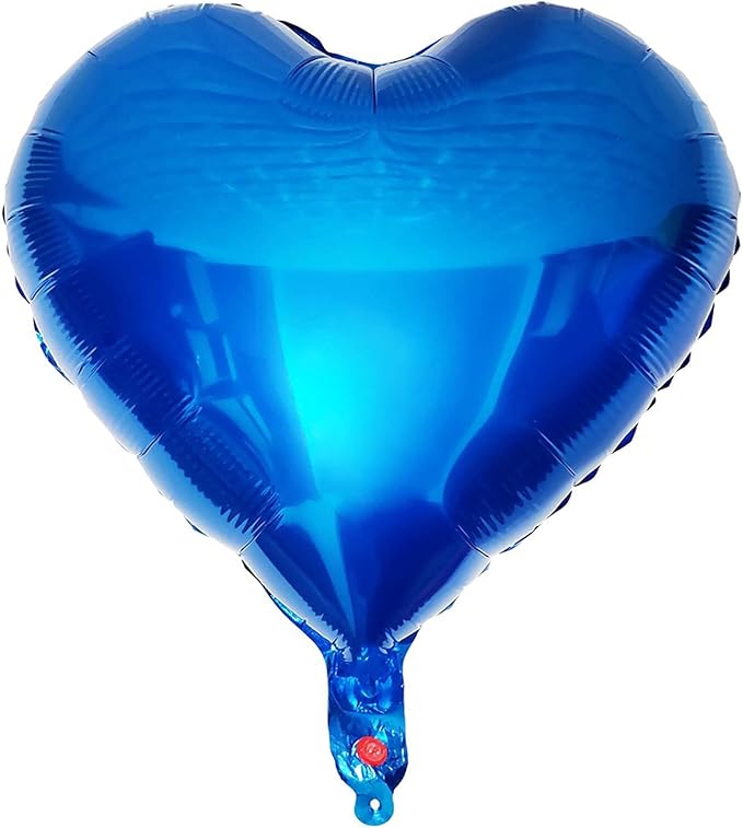10pcs Blue Heart Shaped Mylar Balloons - 18 Inch, For Baby Shower, Wedding, Valentine's Day & Parties