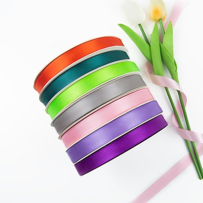 5/8 Inch 100 Yards Satin Ribbon Purple, Solid Color Fabric Ribbon for Gift Wrapping, Wedding, Polyester Gift Ribbon for Birthday Party Decoration, Craft, Hair, Floral, Sewing