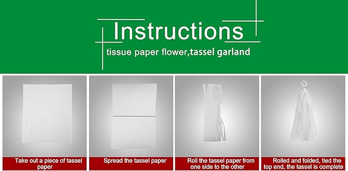 Red White Green Christmas Decorations - 15pcs Tissue Paper Tassel Garland Birthday Christmas Party Decorations for Home Indoor Outdoor Hanging Decor HongTongTong