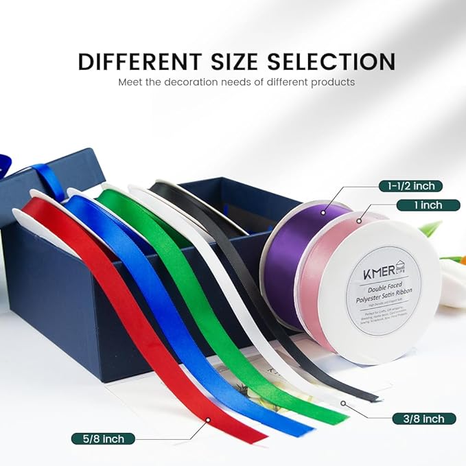 3/8 inch x 50 Yards Double Faced Polyester Red Satin Ribbon, Perfect for Gift Wrapping Very Suitable for Weddings Party Hair Bow Invitation Decorations and More