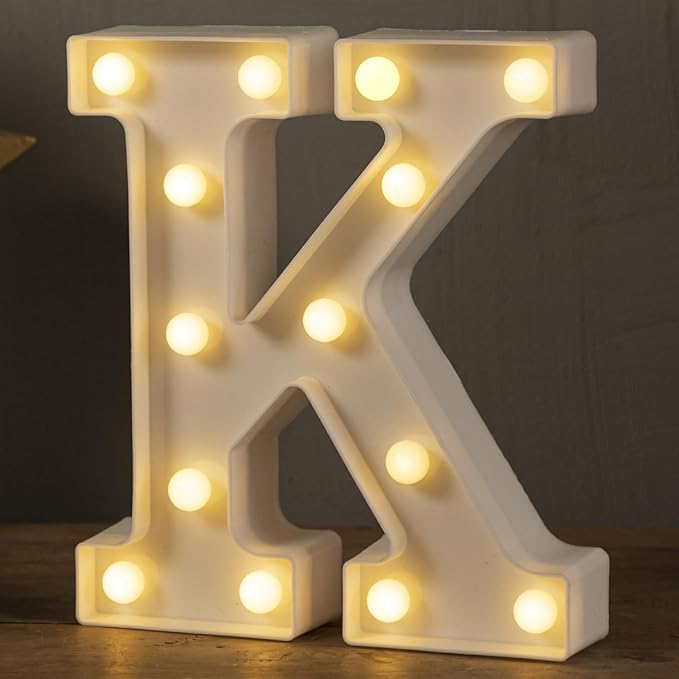 HXWEIYE LED Marquee Lights Sign - 36 Big Lights Letters (Alphabet & Numbers) for Party, Birthday, Bar, Christmas. Warm White, Battery Powered
