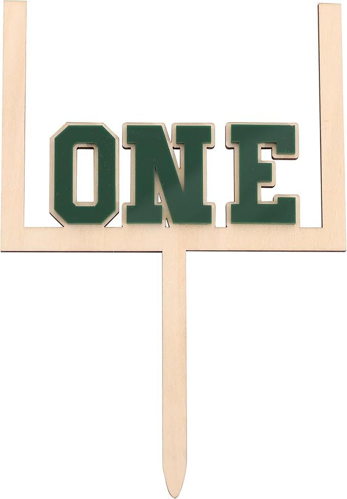 Wood And Acrylic Football One Cake Topper - Football First/1st Birthday Decorations,First Year Down Party Decorations,Rookie Of The Year Cake Decor (football-1)