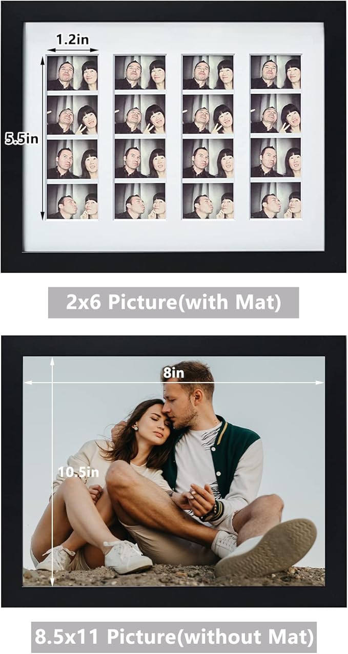 Golden State Art, 8.5x11 Photo Frame with Mat for 4 2x6 Photo Booth Pictures, Includes Real Glass & Easel Back Display, Make A Good Gifts, Black, 10 Pack