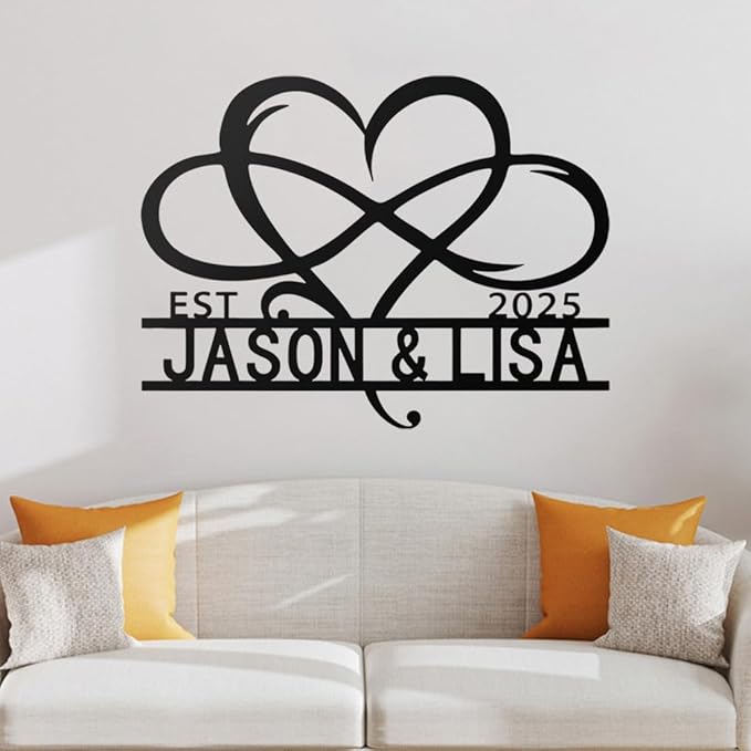 NAZENTI Personalized Metal Couple Sign Gift, Wedding Gift, Family Name Sign, Outdoor Name, Anniversary, Home Decor, Front Door