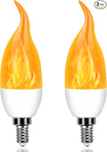 E12 LED Flickering Candelabra Flame Effect Light Bulbs - Upgrade Flicker Candelabra Torch Fire Effect Lights Bulbs for Outdoor Halloween Xmas Holiday Decorations Indoor Lamp (2 Pack)