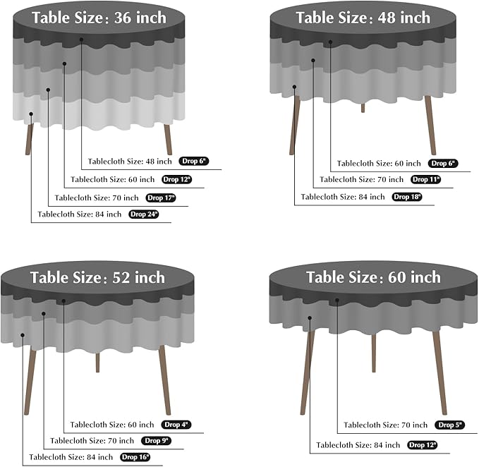 2 Pack Round Table Cloth 48 Inch White Tablecloth Washable Polyester Solid Dining Table Cover for Birthday Party Dinner Holiday Outdoor Indoor