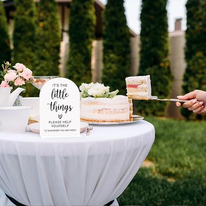 Acrylic Wedding Sign, Bridal Shower Decorations, It's the Little Things Sign for Ceremony, Modern Font Table Signs, Acrylic Table Top Signs for Wedding Reception and Event Party (White)