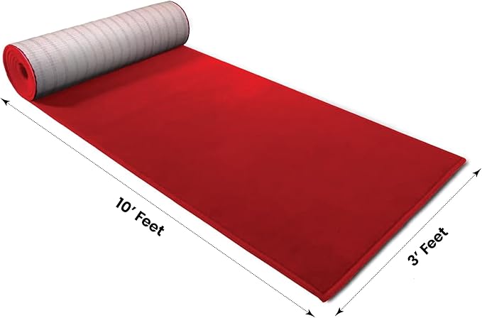 BannerBuzz Hollywood Red Carpet Runner – Premium Non-Slip 3x10 ft Aisle Rug for Weddings, Parties, and Events – Ideal for Step and Repeat Backdrop Event Decoration