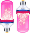 OMK Upgraded Pink LED Flame Light Bulb - Flickering E26 Base With Gravity Sensing for Indoor Outdoor Use, Holiday Christmas Vintage Flame Decorations
