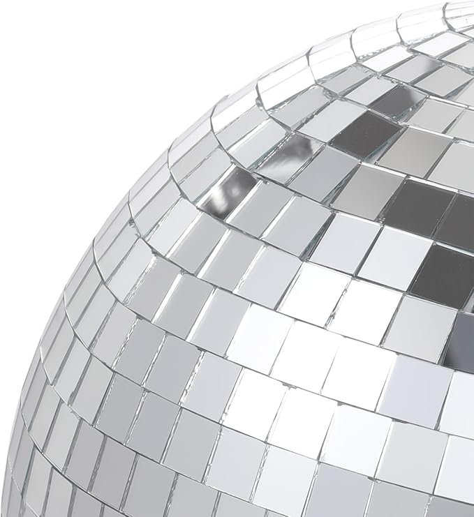 Mirror Disco Ball Silver Mirror Ball: 6 Inches Reflective Hanging Ball - 80s Party Club Stage Props DJ Light Effect Decoration (6''-4PCS)