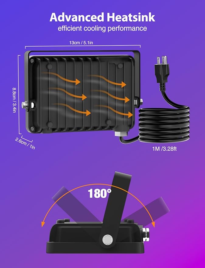 LED Flood Light 600W Equiv, 60W RGB Outdoor Color Changing Stage floodlights with Remote, IP66 Landscape Floor Spotlights, Uplighting Indoor Uplights for Events Party, Timer-DIY Color, 4 Pack