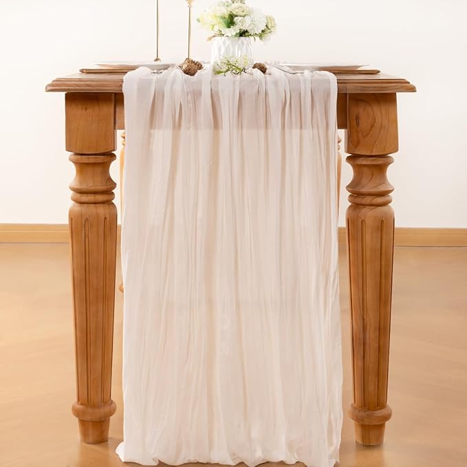Ivory Table Runner Cheesecloth Table Runner 10FT Farmhouse Table Runners 120 Inches Fall Table Decor Dining Room Centerpiece Wedding Boho Baby Shower Birthday
