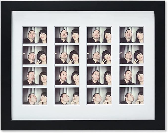 Golden State Art, 8.5x11 Photo frame with mat for 4 2x6 photo booth pictures, Includes Real Glass & Easel Back Display, make a good gifts, Black