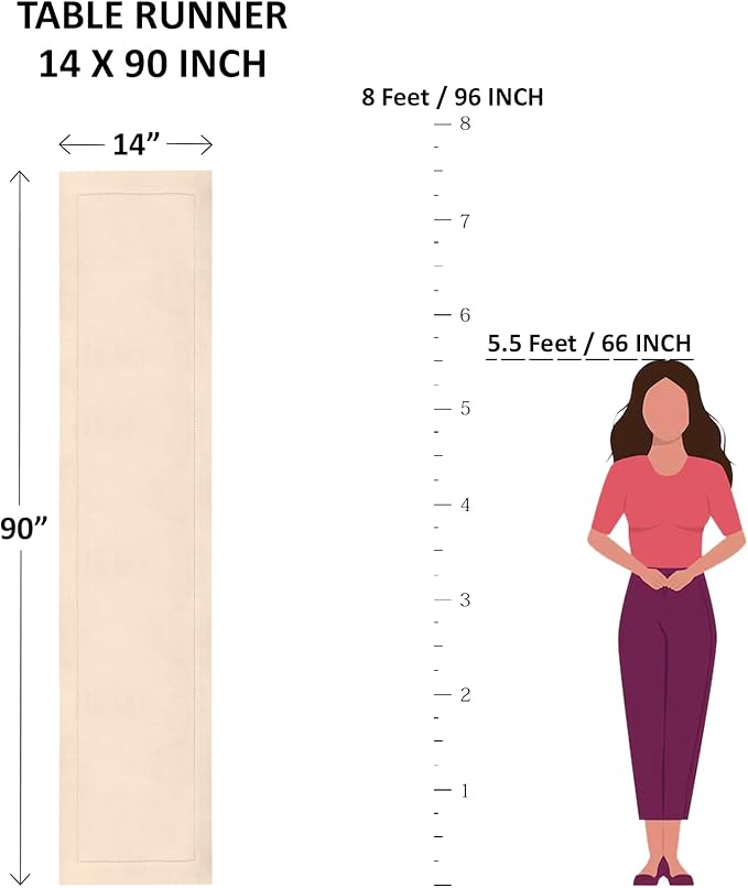 Solino Home Table Runner 90 Inches Long - Cotton Linen Hemstitch Poppy Red Table Runner 14 x 90 Inch for Halloween