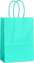 25 PCS Small Teal Blue Gift Bags Turquoise Paper Bags with Handles for Party Favor (8.2 x 6 x 3.1 in)