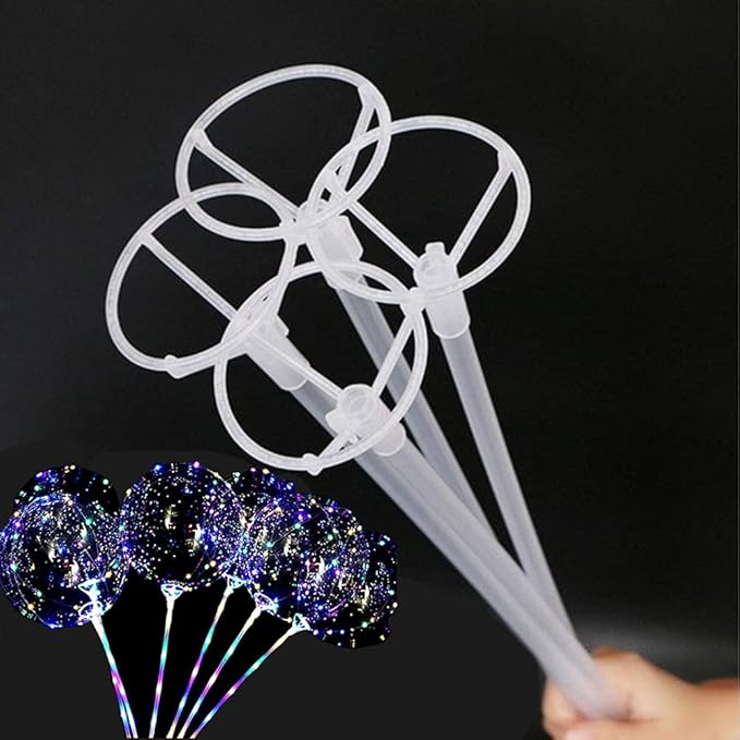 Large Balloon Sticks with Big Cups, 35 Sets Thickened 17inch Long Clear Bobo Balloon Sticks Holders for 10" to 30inch Large Balloons