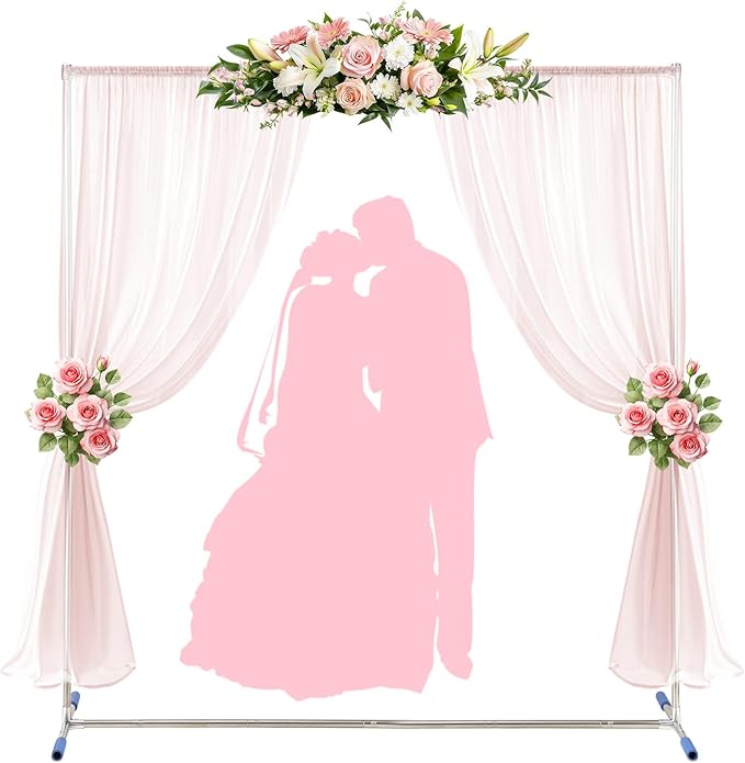 Wedding Arch,7 x 6 FT Metal Arch Backdrop Stand with Support Feet Base,Square Arched Frame for Birthday Party Ceremony Event Balloon Arches Decoration