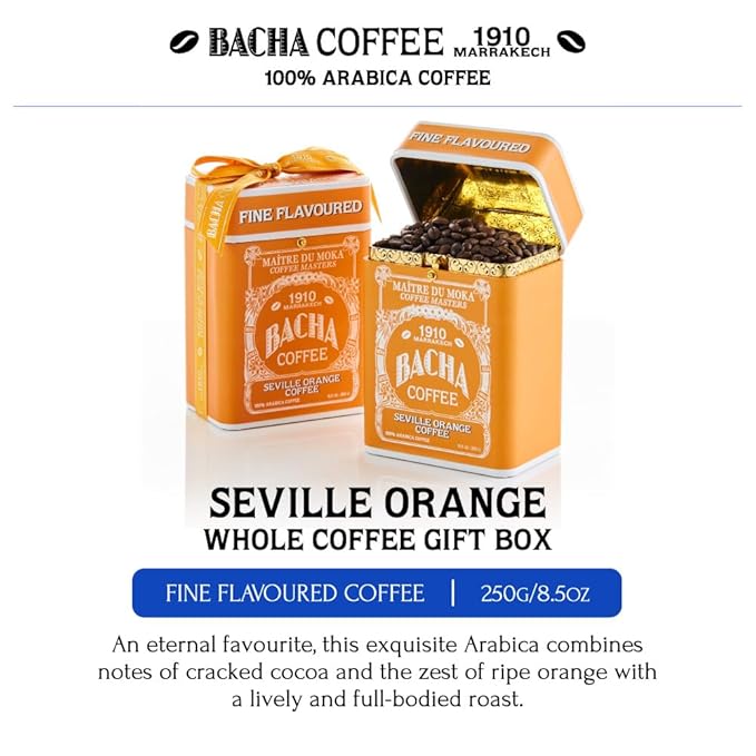 Bacha Coffee | Seville Orange Fine Flavoured Signature Nomad Collection, 100% Arabica Whole & Ground Beans Bundle