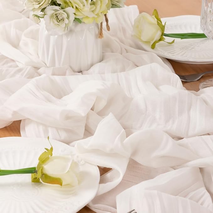 Ivory Table Runner Cheesecloth Table Runner 4 Pack 10FT Farmhouse Table Runners 120 Inches Fall Table Decor Dining Room Centerpiece Wedding Boho Baby Shower Birthday