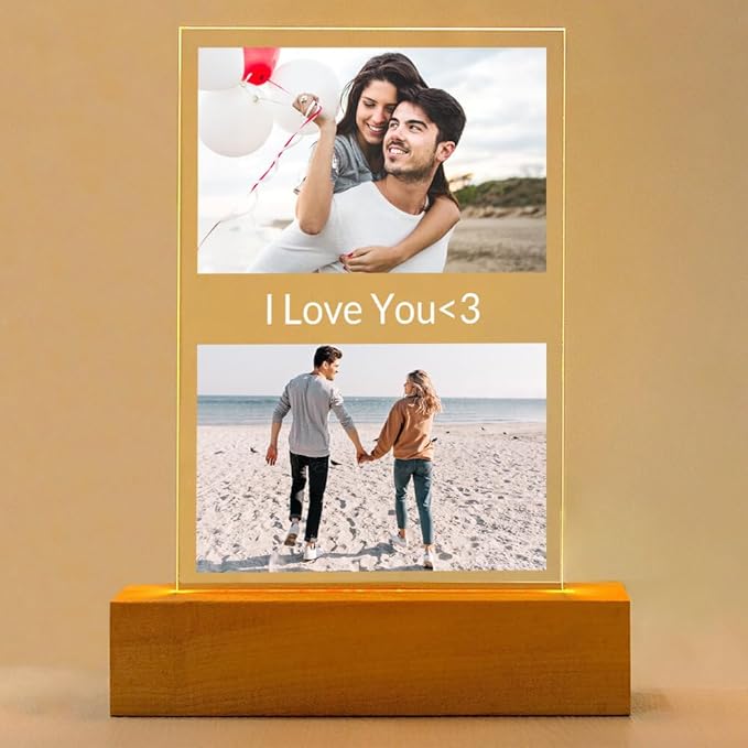 Personalized Anniversary Couple Gifts for Women & Men, Custom Picture Frames with Photo, Personalized Photo Frame with Night Light, Customized Picture Frame, Custom Photo Gifts for Her & Him