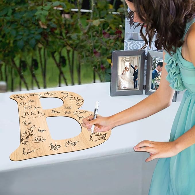 Personalized Wedding Guest Book Sign Custom Letter Name Date Rustic Wedding Guest Book Alternative Unique Guest Book for Wedding Anniversary Decor (Style 3)