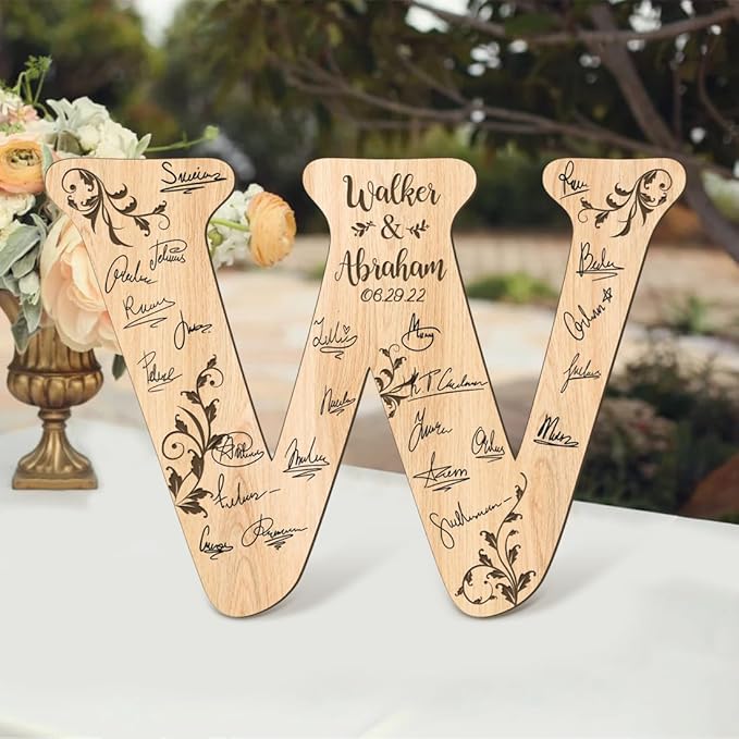Personalized Wedding Guest Book Sign Custom Letter Name Date Rustic Wedding Guest Book Alternative Unique Guest Book for Wedding Anniversary Decor (Style 3)