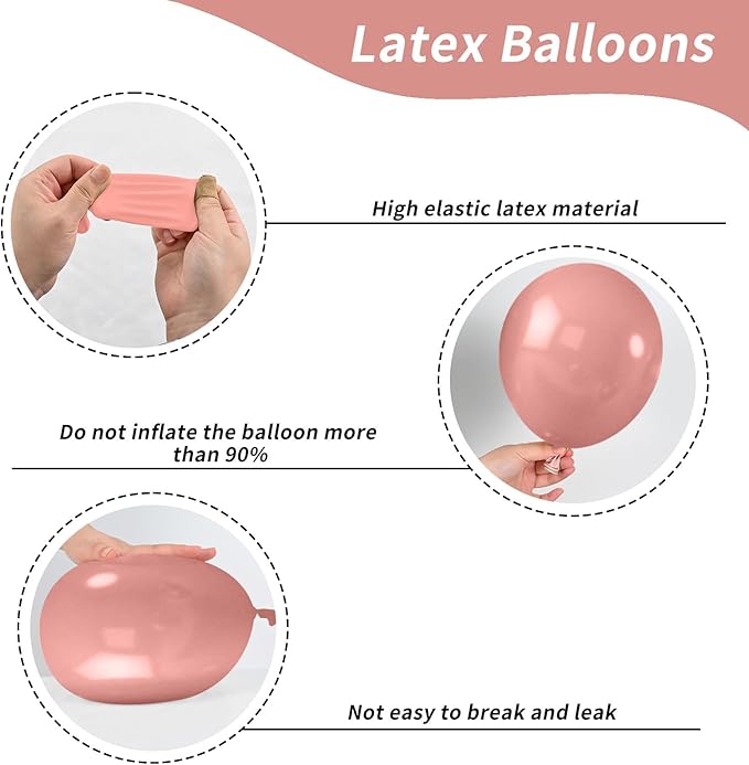 Retro Blush Pink Party Balloons, 52 PCS 12 Inch Metallic Chrome Rose Gold Dusty Pink Maca Orange Beige Latex Balloons with Rose Gold Confetti Balloons for Birthday Wedding Baby Shower Party Decoration