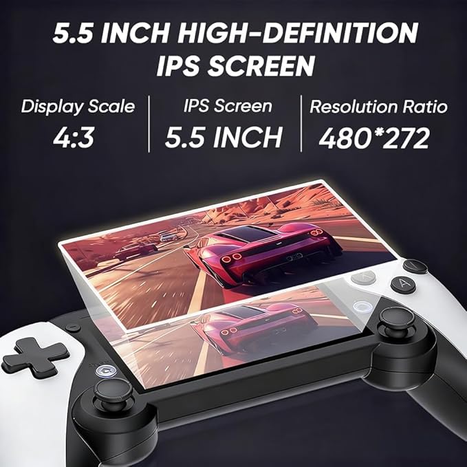 Retro Handheld Game Console – 20,000+ Built-in Games, 4.3″ IPS Screen, TV Output, 64 GB TF (128 GB Expandable), 3000 mAh Battery, Wireless Support for Handheld Gaming (1 Pack)