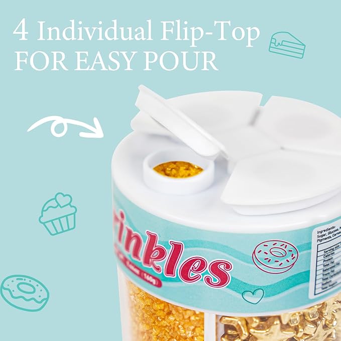 Edible Gold Pearl Sprinkles for Cake Decorating, Gold Sugar Sanding and Star Sprinkles for Cupcake, Cookie, Baking Cake Decorations, 160g/5.64oz, Holiday, Wedding Party, Christmas Supplies