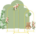 Arch Stand and Cover Set 6FT 6.6FT 7.2FT Arched Backdrop Stand with Spandex Fitted Arch Cover Gold Arch Frame Stand Backdrop for Party Supplies Sage Green Arch Covers for Wedding Anniversary Decor